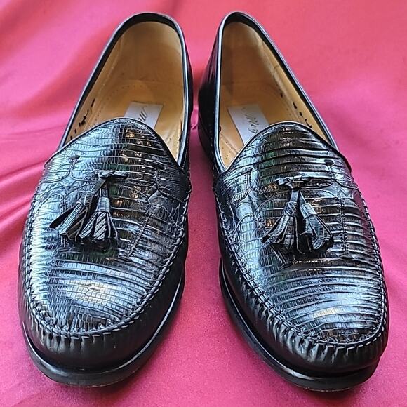 MEZLAN sz 11 LIZARD TASSEL LOAFER black excellent condition ORIG $575 main image 8